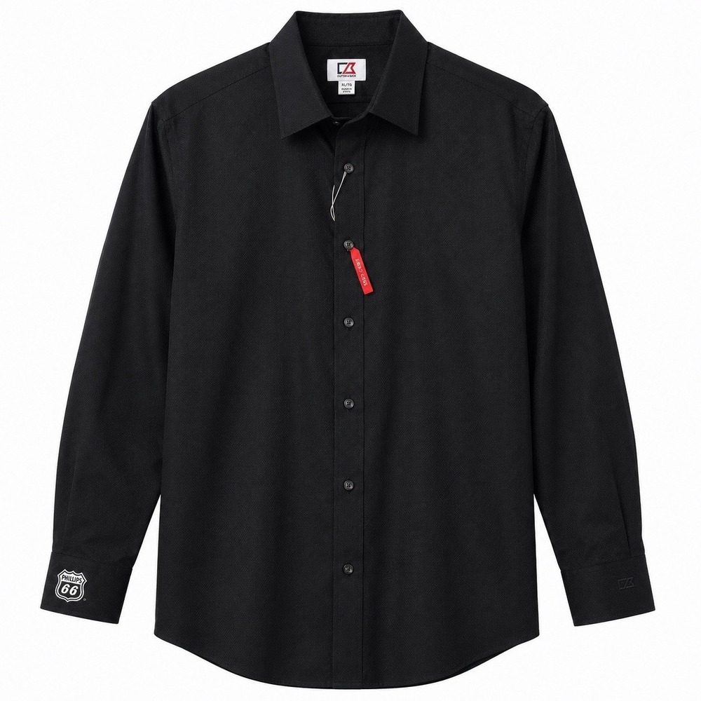 Cutter & Buck Phillips 66 Mens Shirt Easy Care Broken Twill Black Size XL